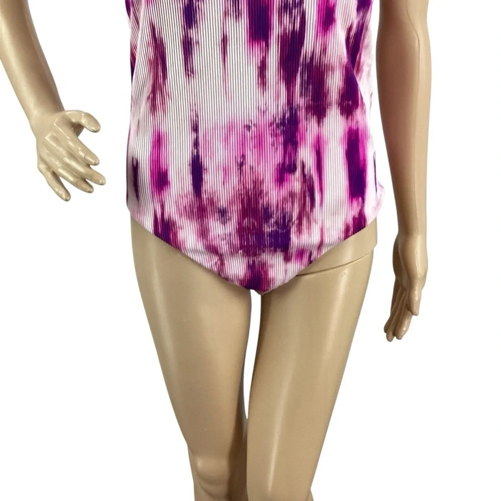 PQ Swim Spell Avery One Piece Swimsuit Pink Tie Dye Ribbed M - Picture 3 of 7